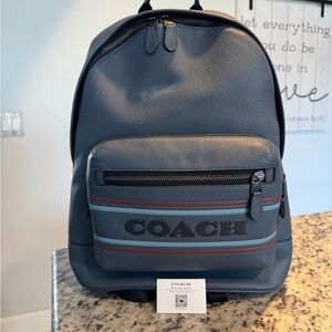 Coach Slate Blue Leather Backpack